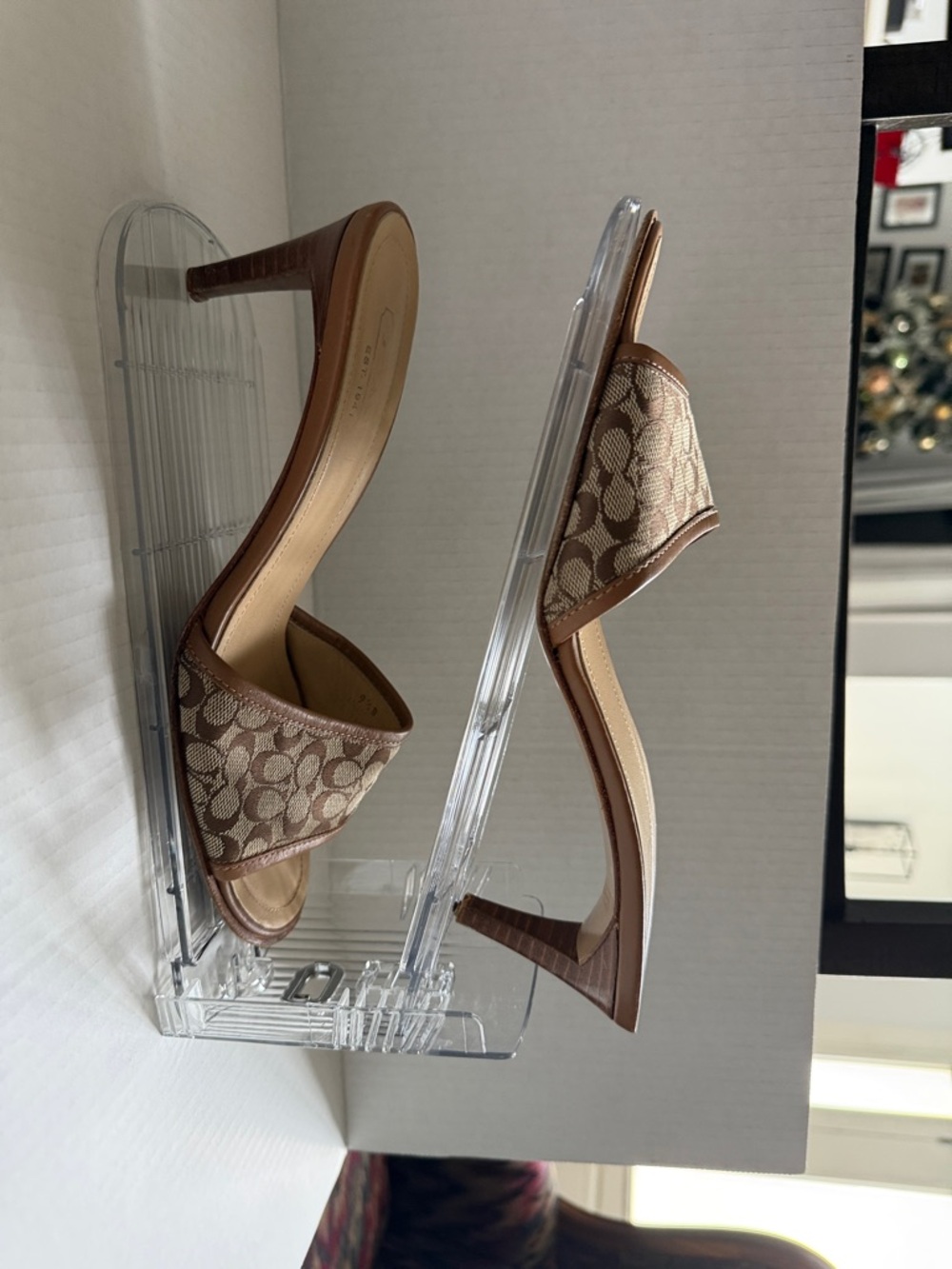 Coach Brown Signature Canvas Slide Mules